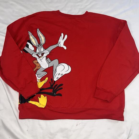 Looney Tunes Sweatshirt Youth Size XL 15-17 Red Wrap Around Graphic Pullover - Picture 11 of 14